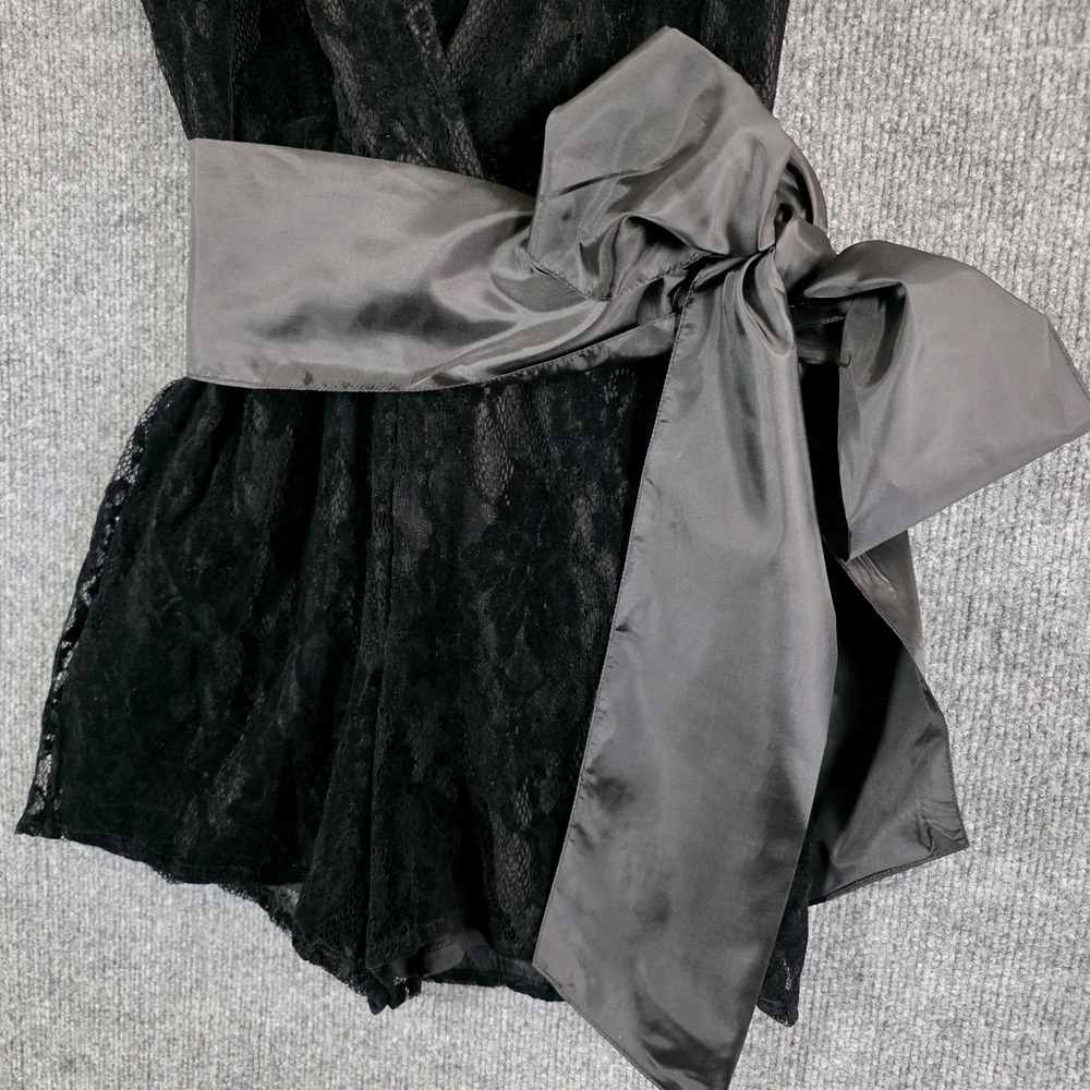 NEW Bebe Romper Sz 6 Black Velvet Lace Sheer Witchy Goth Dark Fairy Party Outfit - Picture 4 of 11